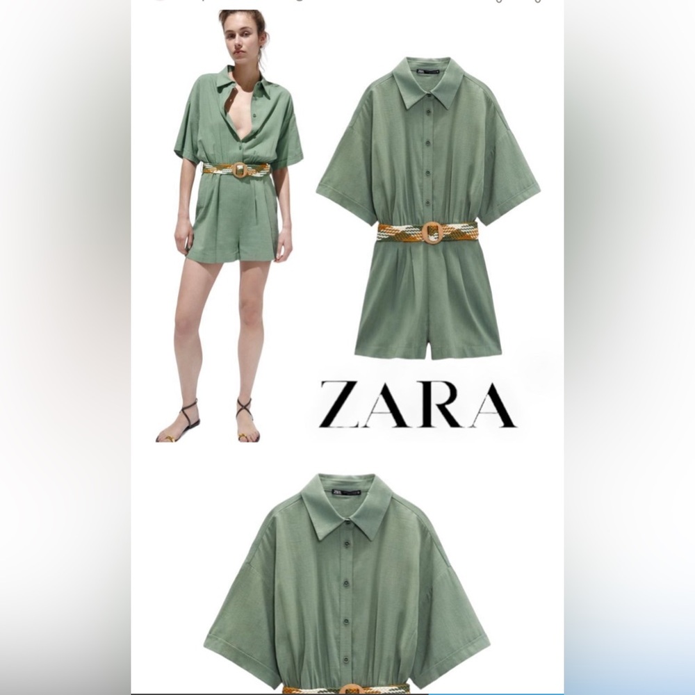 Zara braided belt short jumpsuit
